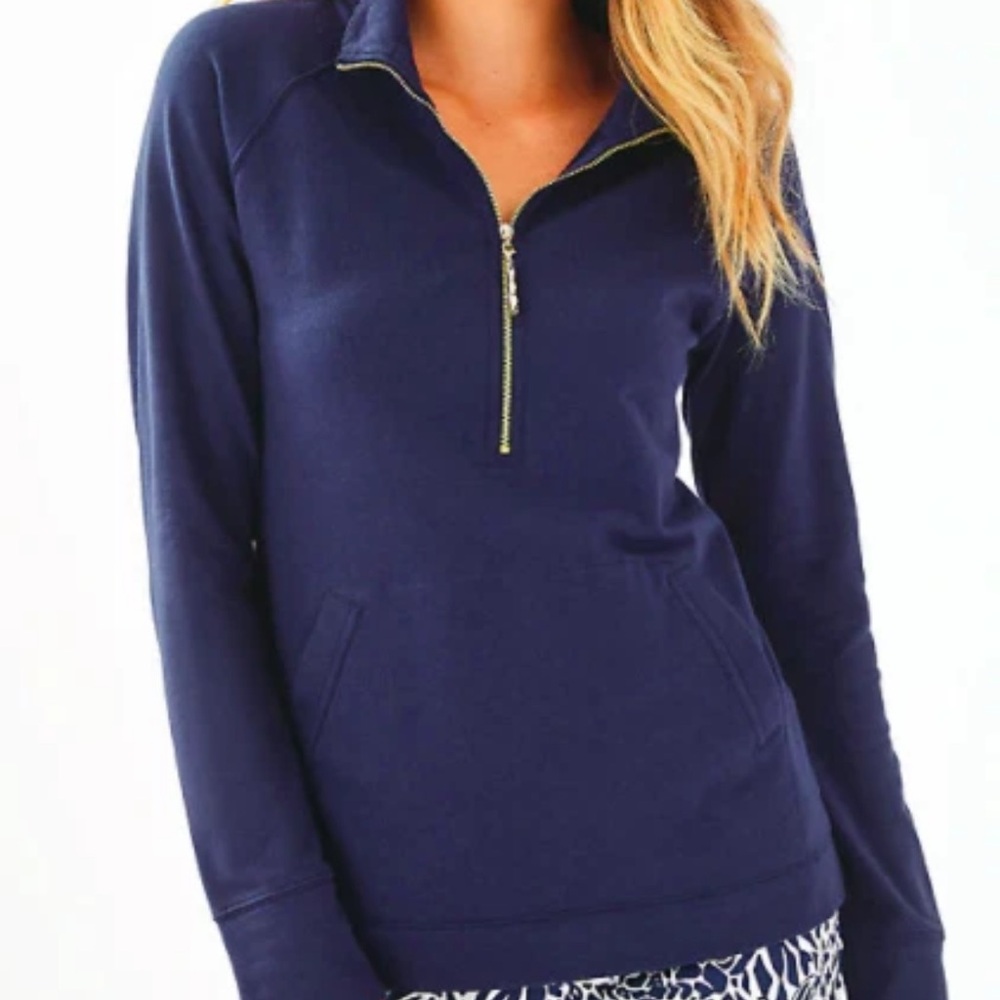 Lilly Pulitzer Women's Navy Half-Zip Pullover - Picture 4 of 16